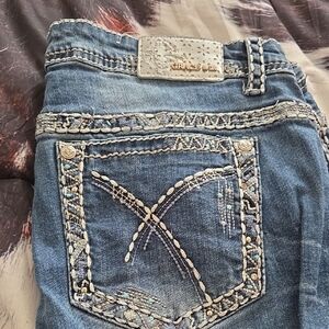 Grace in LA Women's Denim Boot Cut Jeans with White Accents